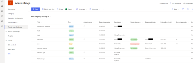 Obieg dokumentów dla firmy IT